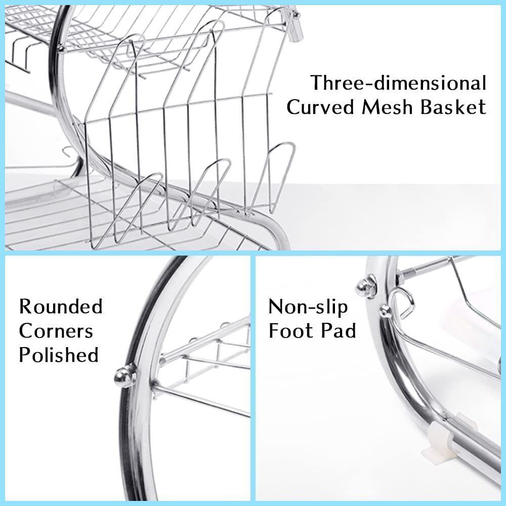 Tier Dish Drainer Rack With Drip Tray