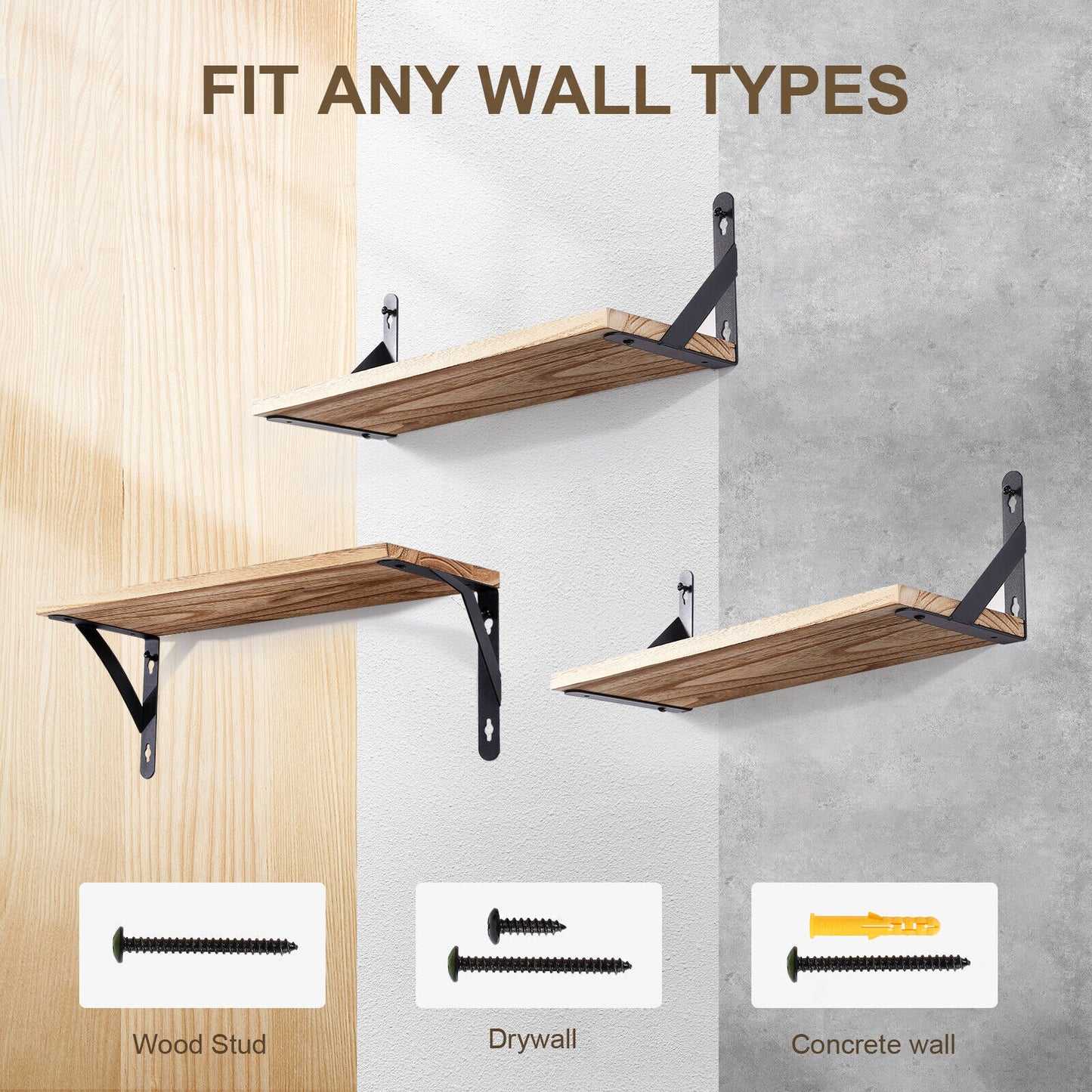 2x Wooden Floating Shelves Wall Mounted Display
