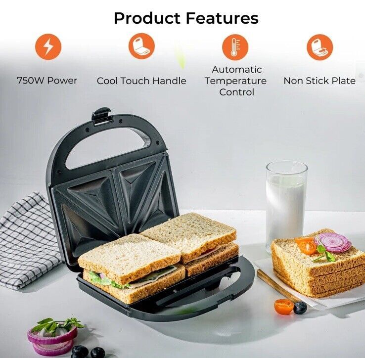 Geepas 750W Toastie Maker 2 Slice