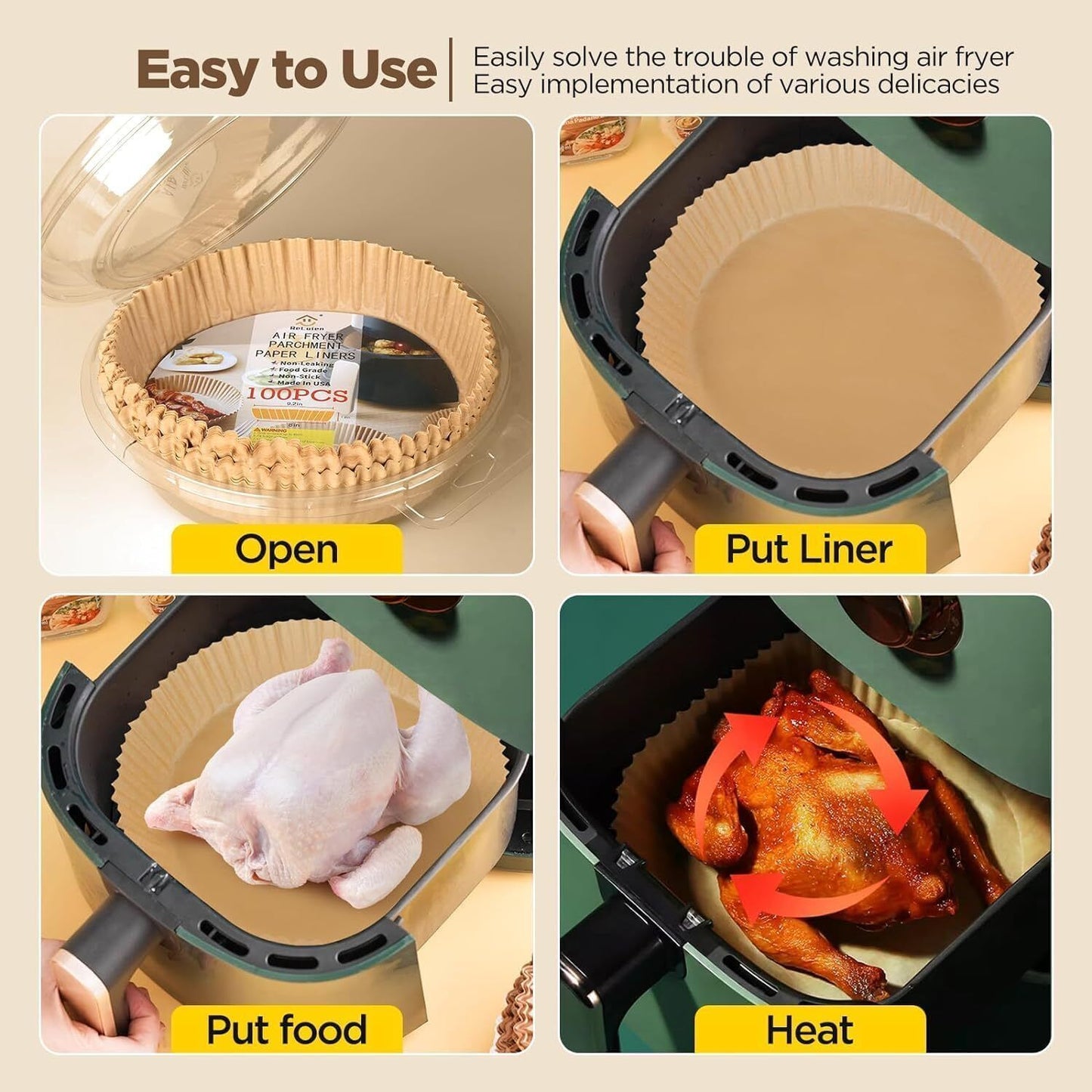Round Disposable Non-Stick Air Fryer Steamer Paper