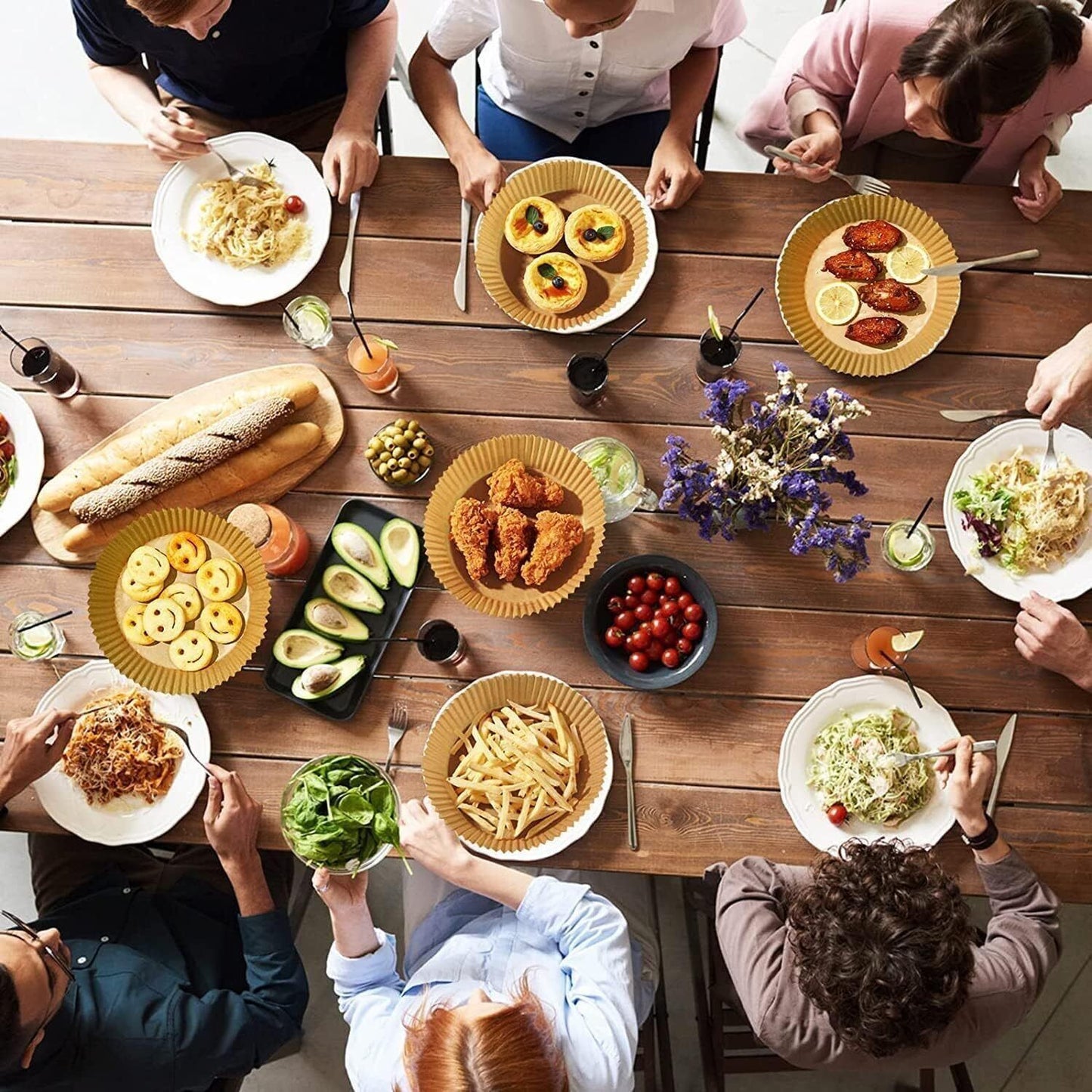 Round Disposable Non-Stick Air Fryer Steamer Paper