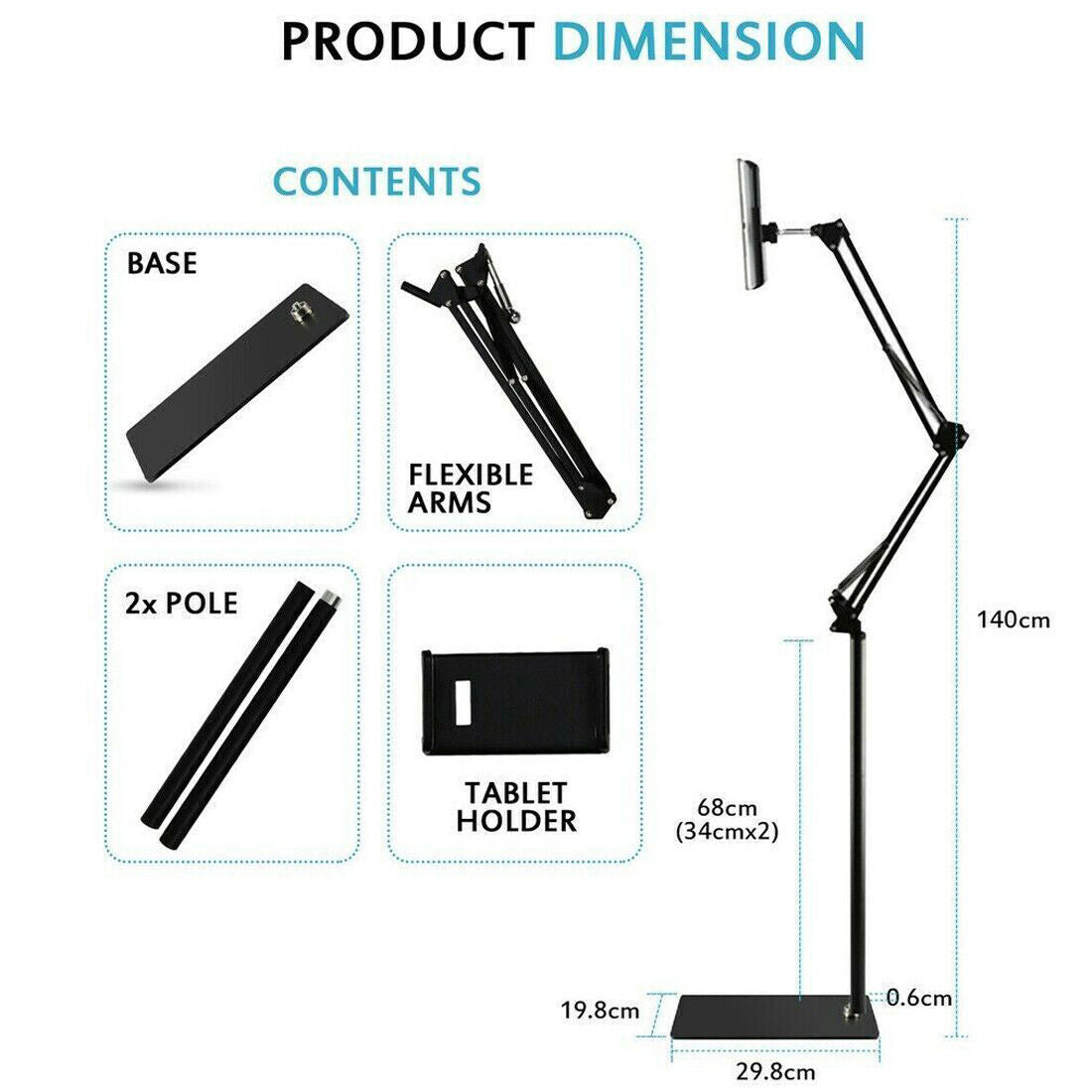 Universal 360 Adjustable Floor Stand Holder