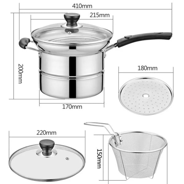 4pcs Non Stick Chip Pan Deep Fat Fryer