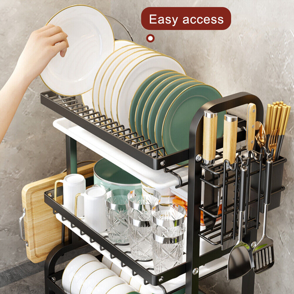 3 Tier Dish Drainer Rack With Drip Tray