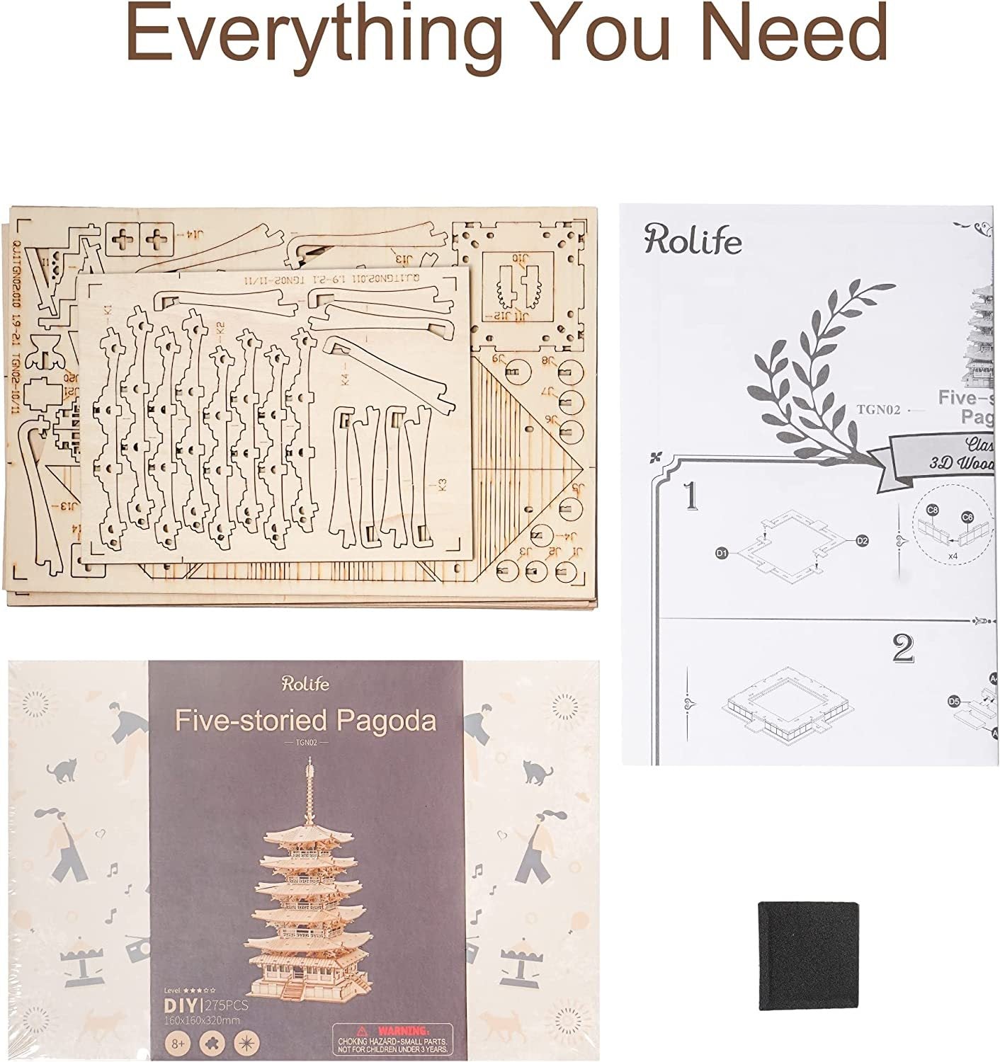 Robotime Five-storied Pagoda 3D Wooden Puzzle