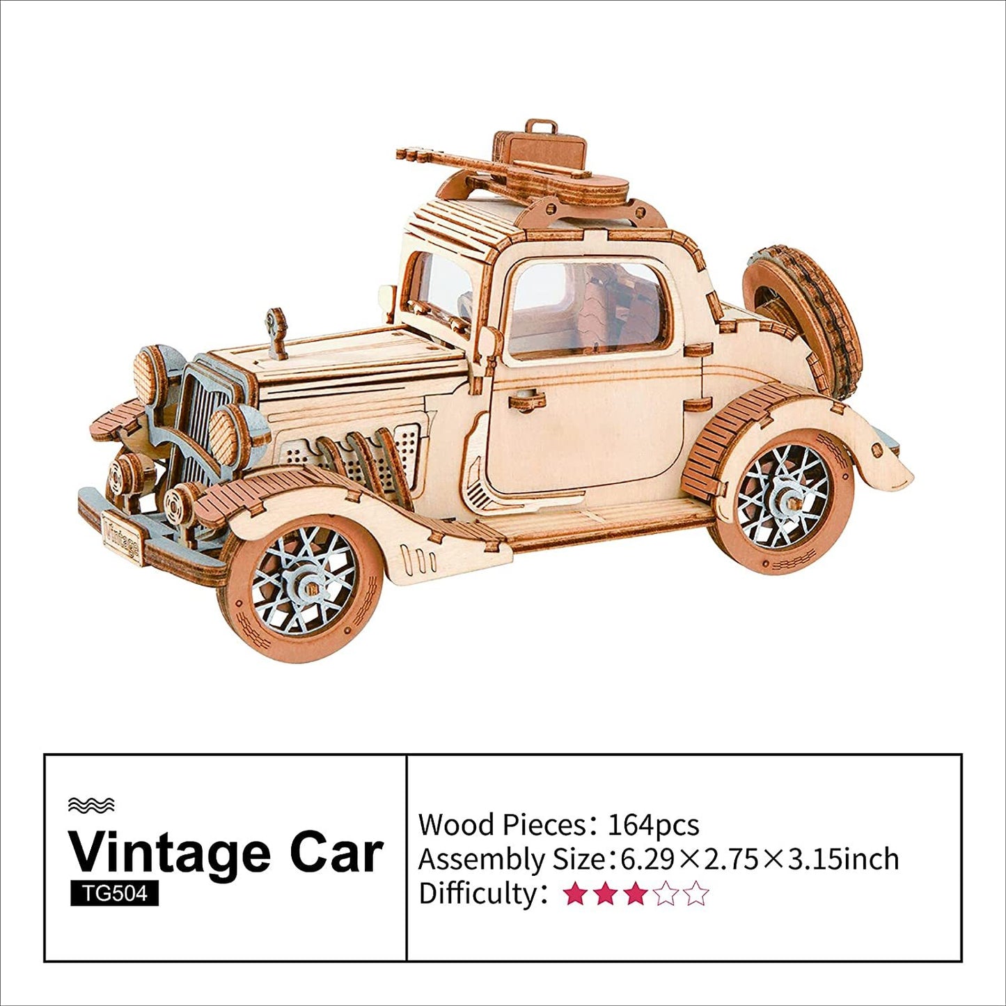 Robotime Rolife Vintage Car Model 3D Wooden Puzzle