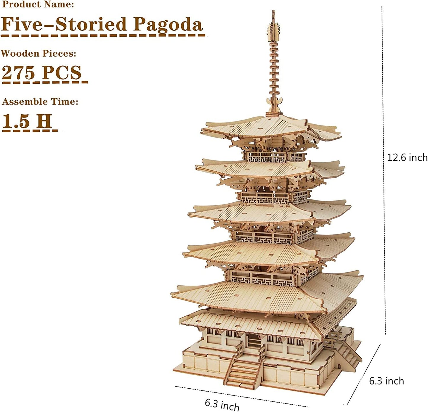 Robotime Five-storied Pagoda 3D Wooden Puzzle