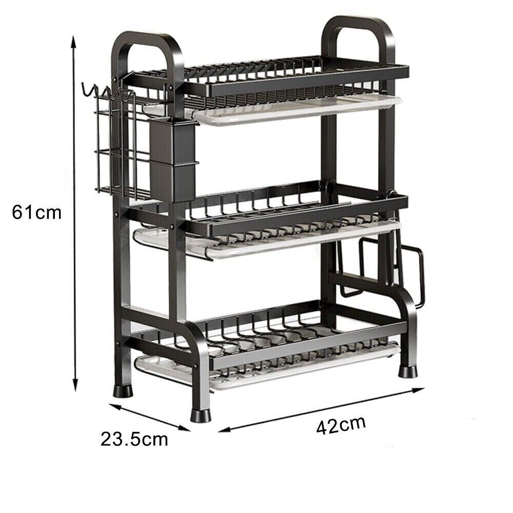 3 Tier Dish Drainer Rack With Drip Tray