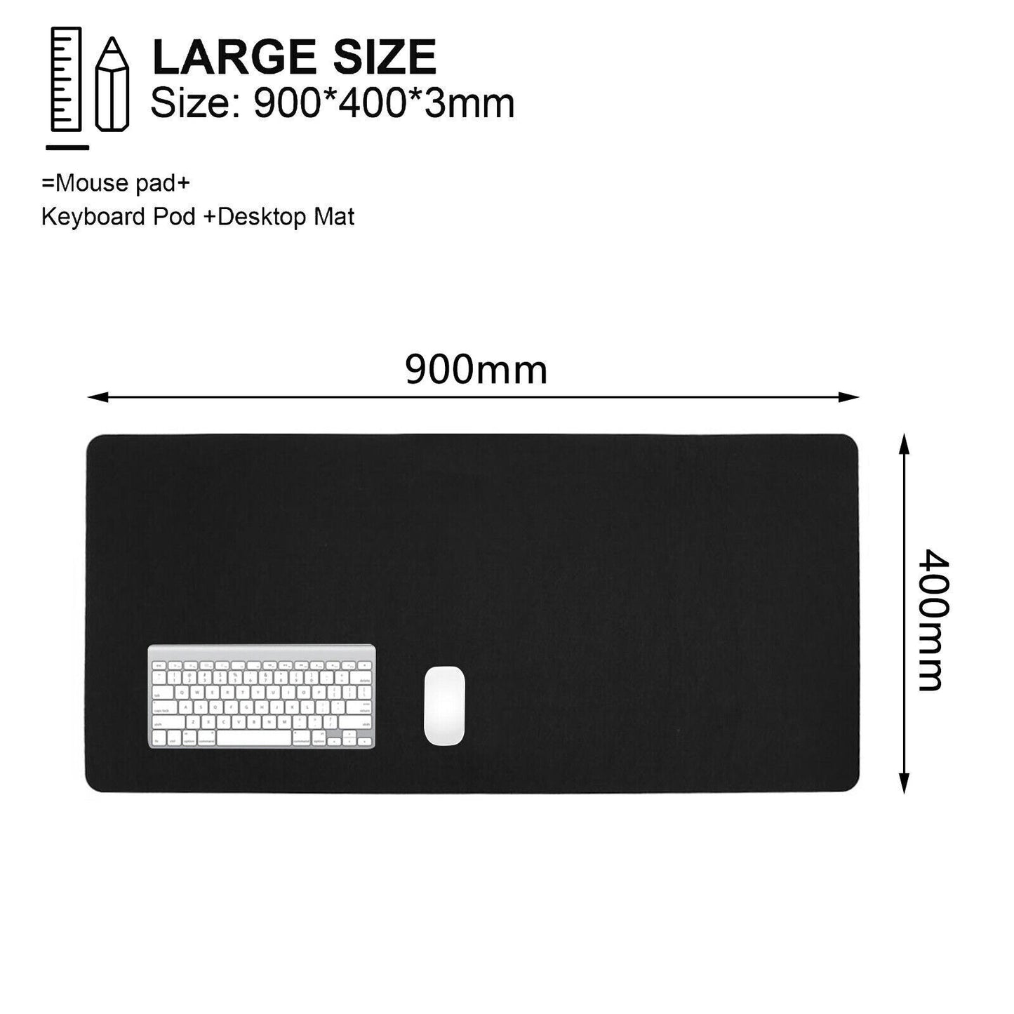 Black 90x40cm Extra Large Anti Slip Gaming Mouse Mat