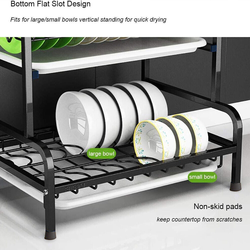 3 Tier Dish Drainer Rack With Drip Tray