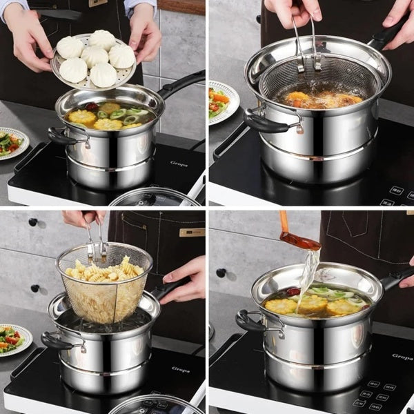 4pcs Non Stick Chip Pan Deep Fat Fryer