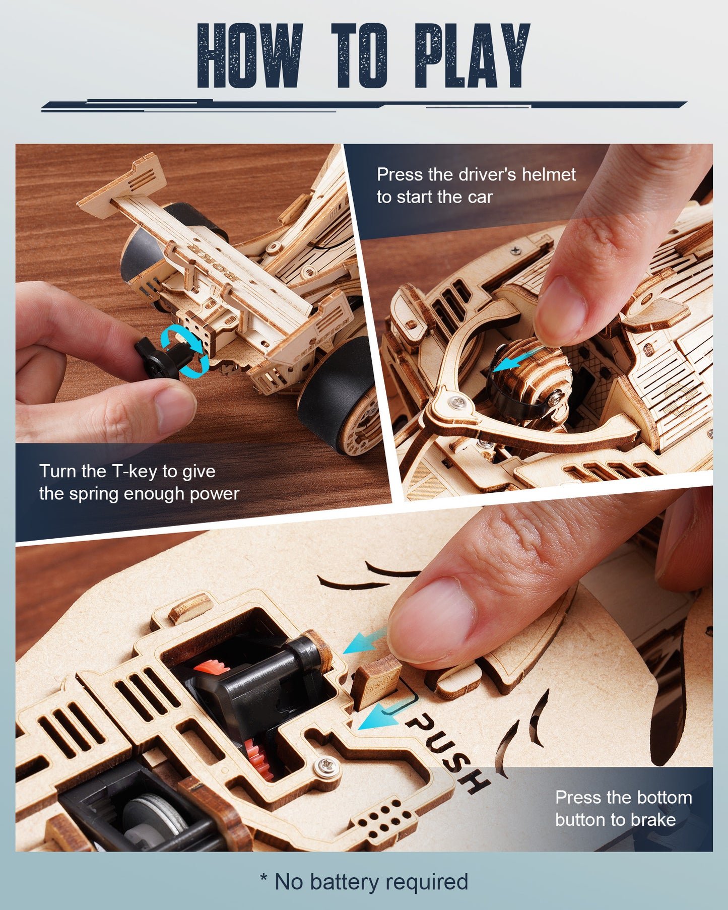 ROBOTIME 3D Wooden Puzzle Racing Car