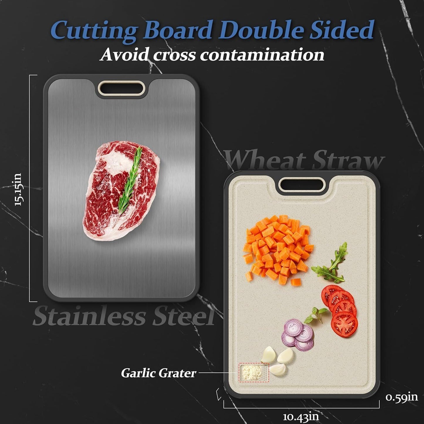 Stainless Cutting Board Double-Sided Titanium