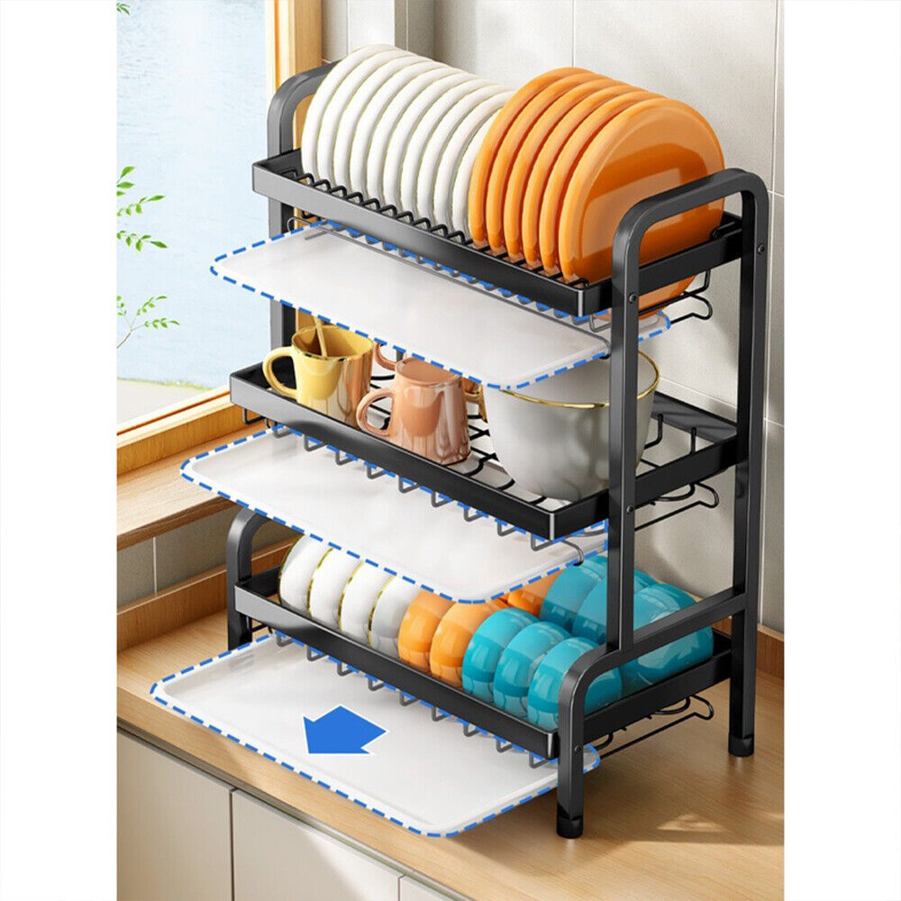 3 Tier Dish Drainer Rack With Drip Tray